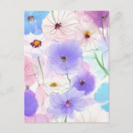Pastell-Aquarell-Blumen Postkarte
