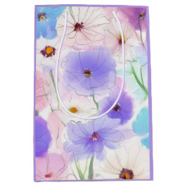 Pastell-Aquarell-Blumenkaffee Mittlere Geschenktüte