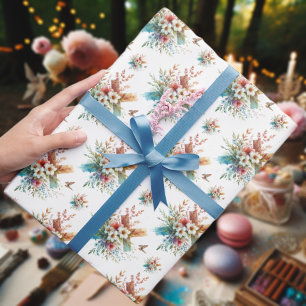Pastell-Aquarell-Blumenkreuz-Ostern  Geschenkpapier
