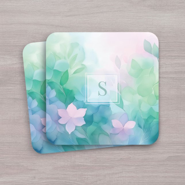Pastell-Aquarell-Blumenmonogramm-Untersetzer Getränkeuntersetzer (Von Creator hochgeladen)