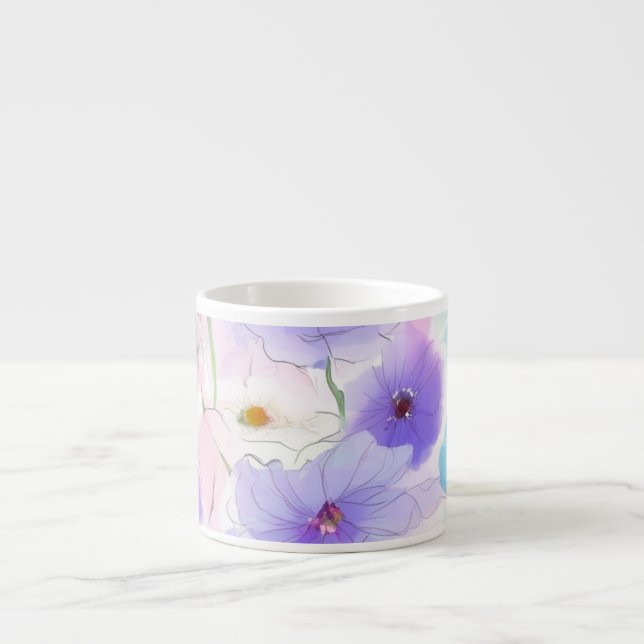 Pastell-Aquarell-Blumenmuster  Espressotasse (Vorderseite)