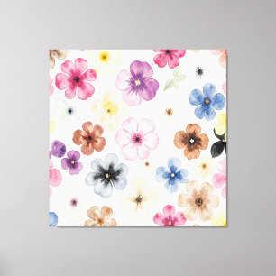 Pastell-Aquarell-Blumenmuster Leinwanddruck