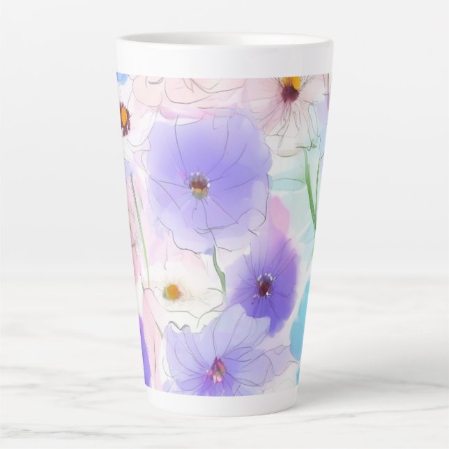 Pastell-Aquarell-Blumenmuster  Milchtasse (Vorderseite)
