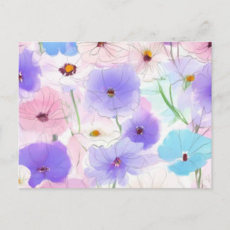 Pastell-Aquarell-Blumenmuster Postkarte