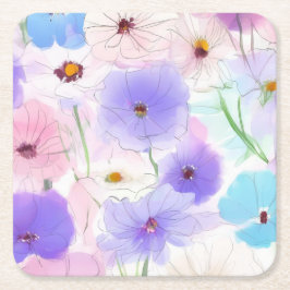 Pastell-Aquarell-Blumenmuster Rechteckiger Pappuntersetzer