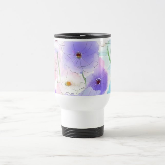 Pastell-Aquarell-Blumenmuster  Reisebecher (Mittel)