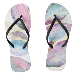 Pastell-Aquarell-Botanik-Blätter-Spiralblock Flip Flops