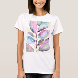 Pastell-Aquarell-Botanik-Blätter-Spiralblock T-Shirt