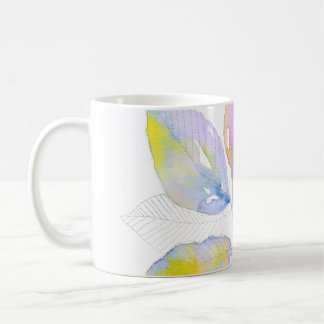 Pastell-Aquarell-Botanische Blätter-Illustration Kaffeetasse