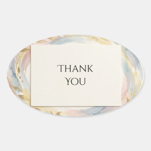 Pastell-Aquarell-Danke-Oval-Aufkleber Ovaler Aufkleber