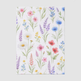 Pastell-Aquarell-Lavendel-Blau-Lachs-Wildblumen Seidenpapier