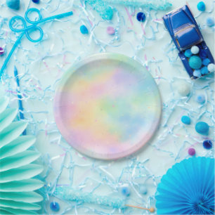 Pastell-Aquarell-Regenbogen-Papierteller Weich Pappteller