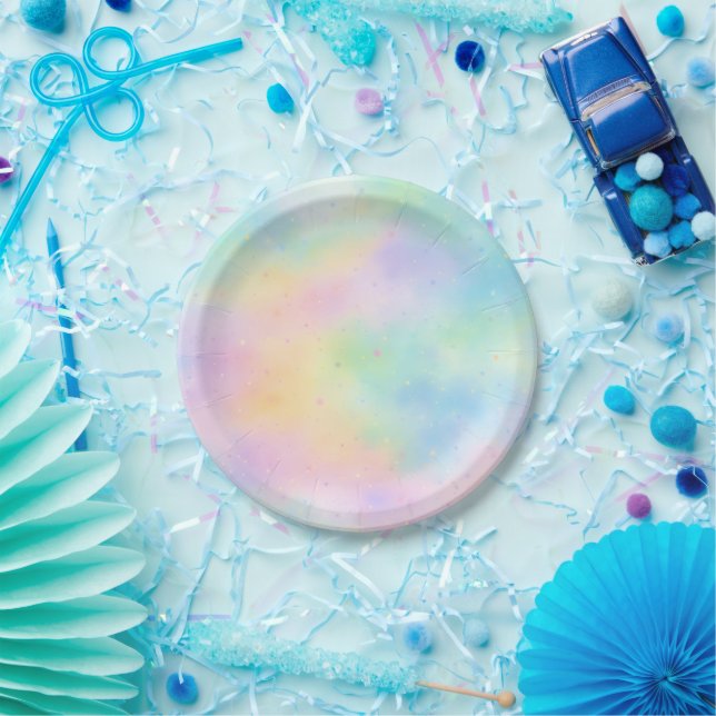 Pastell-Aquarell-Regenbogen-Papierteller | Weich Pappteller (Party)