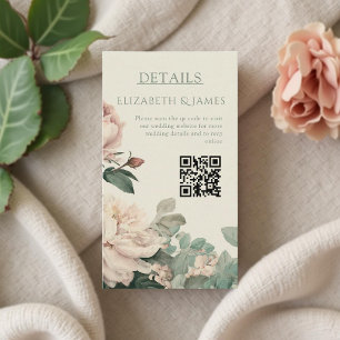 Pastell-Aquarell-Rosen-Pfingstrosen-Blumenhochzeit Begleitkarte