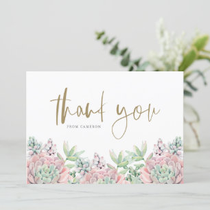Pastell-Aquarell-Sukkulenten-Baby-Shower Dankeskarte