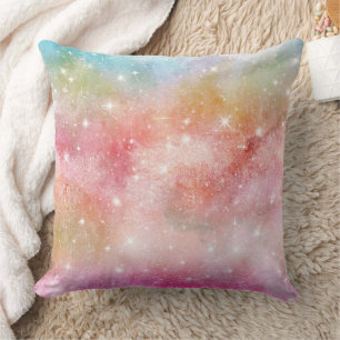 Pastell-Aquarell- und Galaxie-Nebel-Abstraktmuster Kissen