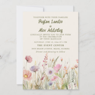 Pastell-Aquarell-Wildblumen-Hochzeit Einladung