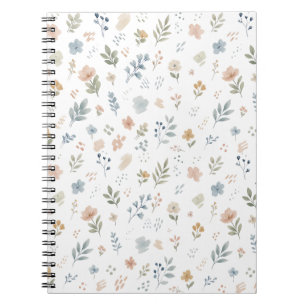 Pastell-Aquarell-Wildblumen-Nahtloses Muster Notizblock