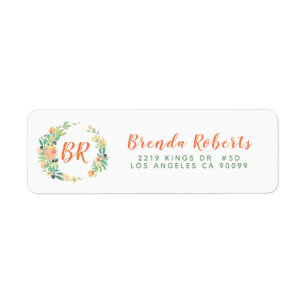 Pastell-Aquarellfarben-Blume Wreath-Monogramm