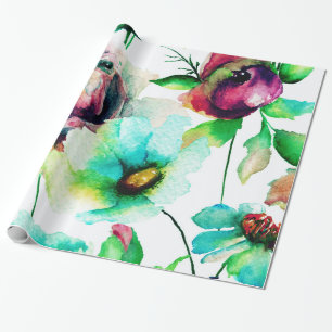 Pastell Aquarellfarben Rose & Blume Muster Geschenkpapier