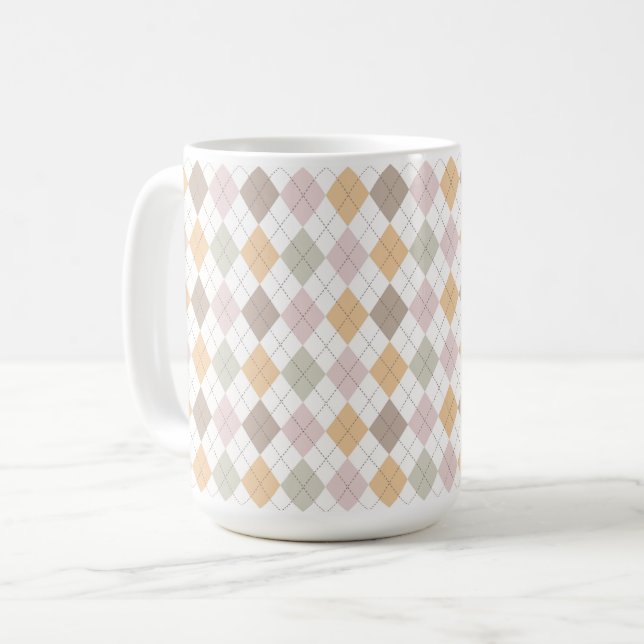 Pastell Argyle Muster Tasse (Vorderseite Links)