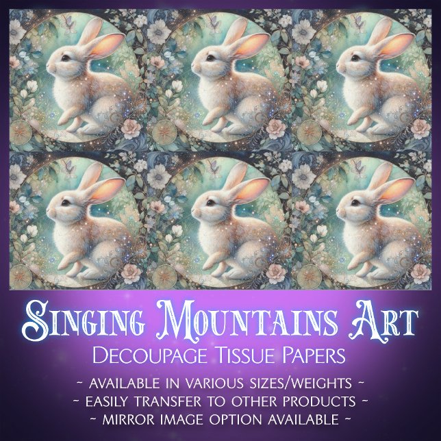 Pastell Art Nouveau Floral Rabbit Decoupage Seidenpapier (Von Creator hochgeladen)