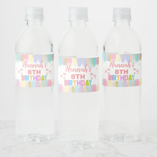Pastell Art Party Geburtstagsparty Wasserflasche Wasserflaschenetikett