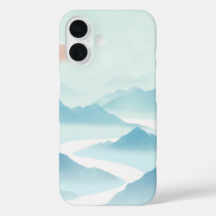 Pastell-Ästhetik Fester Handyhülle Bergvibes iPhone 16 Hülle