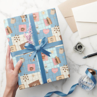 Pastell-Ästhetik-Patchwork-Nahtloses Muster-Wrappi Geschenkpapier