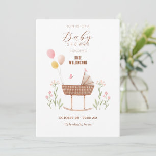 Pastell Baby Crime Blütendusche Einladung