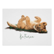 Pastell Baby Lion Cub Soft Wildlife Art Print