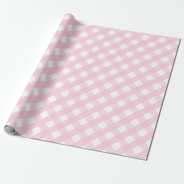 Pastell Baby Soft Pink und White Karo Karierte Ges Geschenkpapier (Ungerollt)