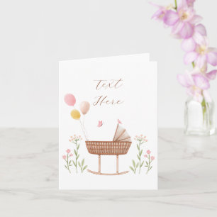 Pastell-Babykinderbett Blumenmuster Karte