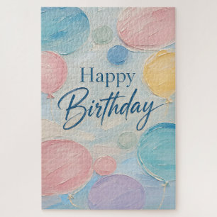 Pastell-Ballon-Geburtstags-Pinselstriche Puzzle