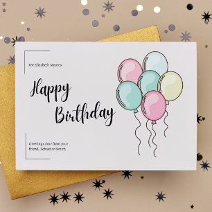 Pastell Ballons Alles Gute zum Geburtstag Postkarte