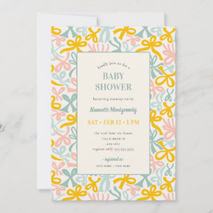 Pastell-Bänder und -Schleifen Baby Shower Einladun Einladung