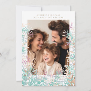 Pastell-Beeren-Rahmen-Weihnachts-Feiertags-Fotokar Feiertagskarte