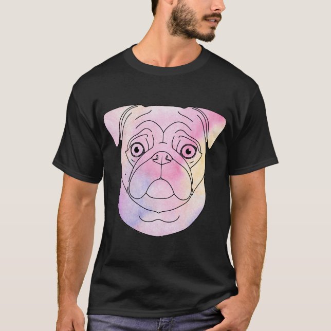 Pastell bemalter Mops T-Shirt (Vorderseite)