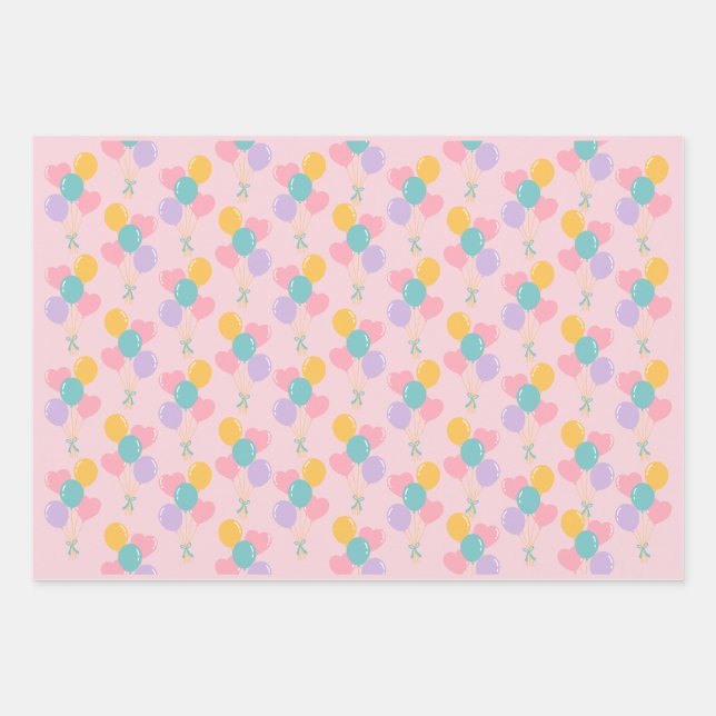 Pastell Birthday Wrapping Paper Geschenkpapier Set (Vorderseite)