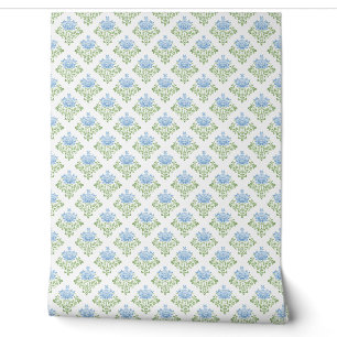 Pastell Blau Grün Blumenmuster Tapete