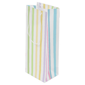 PASTELL BLAU GRÜN GELB ROSA LILA STREIFEN GESCHENKTÜTE FÜR WEINFLASCHEN
