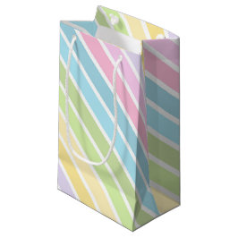 PASTELL BLAU GRÜN GELB ROSA LILA STREIFEN KLEINE GESCHENKTÜTE