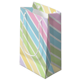PASTELL BLAU GRÜN GELB ROSA LILA STREIFEN KLEINE GESCHENKTÜTE