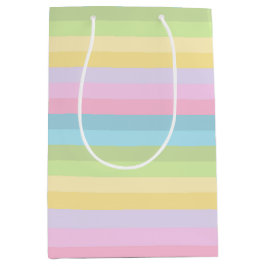 PASTELL BLAU GRÜN GELB ROSA LILA STREIFEN MITTLERE GESCHENKTÜTE