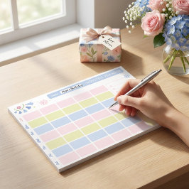 Pastell Blau Rosa Süßer Monatsplaner Notizblock 28
