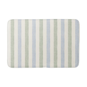Pastell Blau-Sage-Grün Streifen Boho Farmhaus Badematte