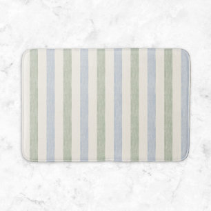 Pastell Blau-Sage-Grün Streifen Boho Farmhaus Badematte