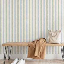 Pastell Blau-Sage-Grün-Streifen Boho-Farmhouse