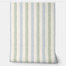 Pastell Blau-Sage-Grün-Streifen Boho-Farmhouse