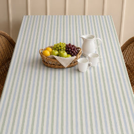 Pastell Blau-Sage-Grün-Streifen Boho Farmhouse Tischdecke